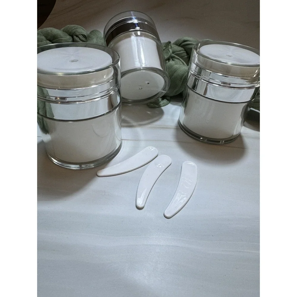 3 Pcs Pp Press Cream Jar Travel Face Lotion Pot‎ Cosmetic Vacuum Bottle 1.7 Oz